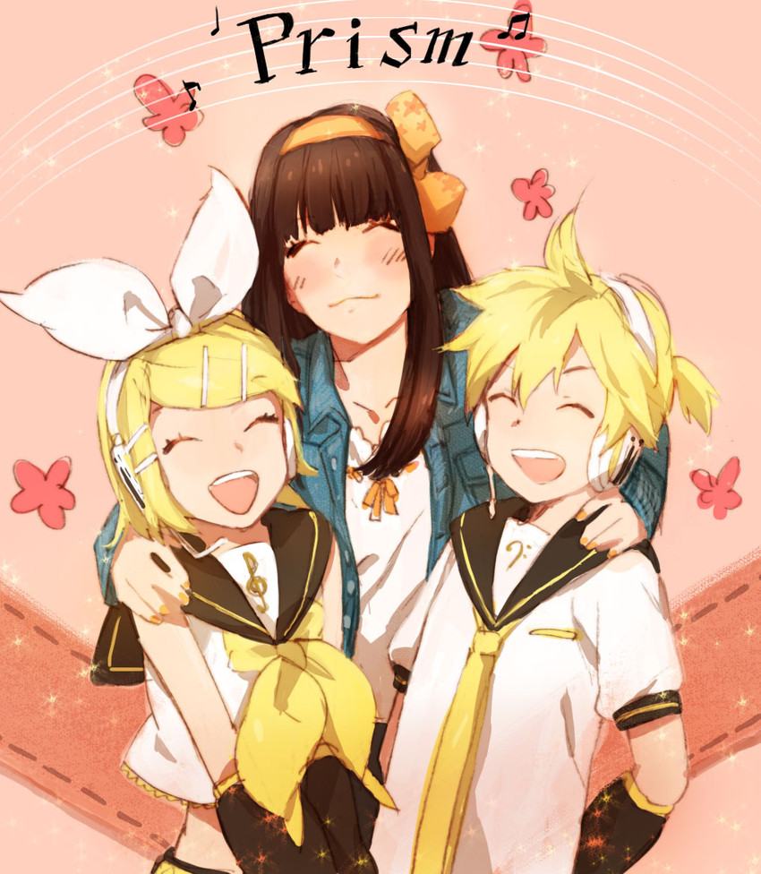 kagamine rin, kagamine len, and shimoda asami (vocaloid and 1 more) drawn by mitosa