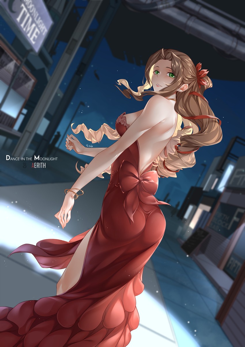 aerith gainsborough (final fantasy and 2 more) drawn by d._joko