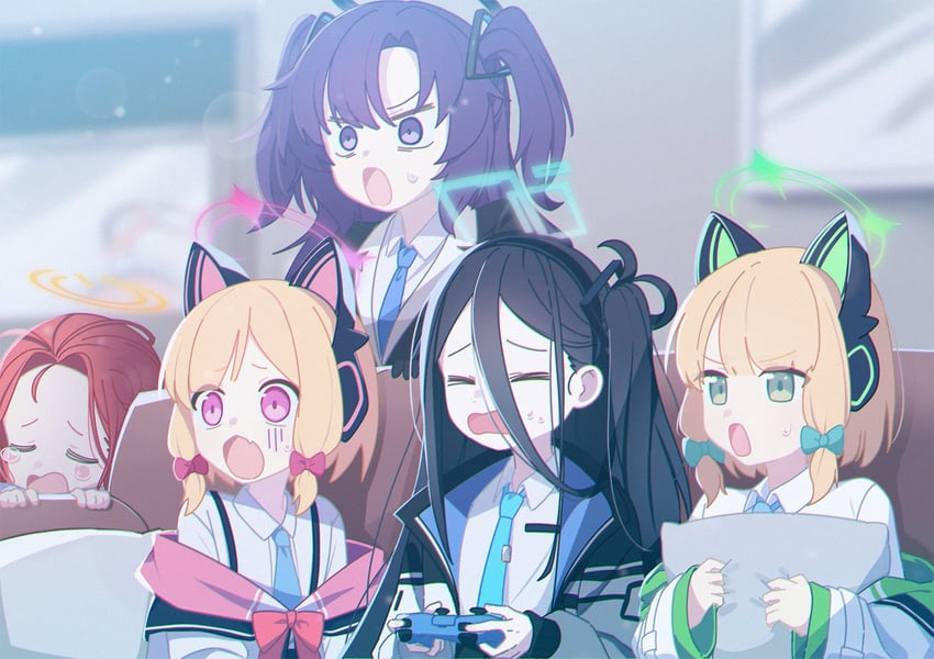 yuuka, aris, momoi, midori, and yuzu (blue archive) drawn by black_dog_(ckdfhd)