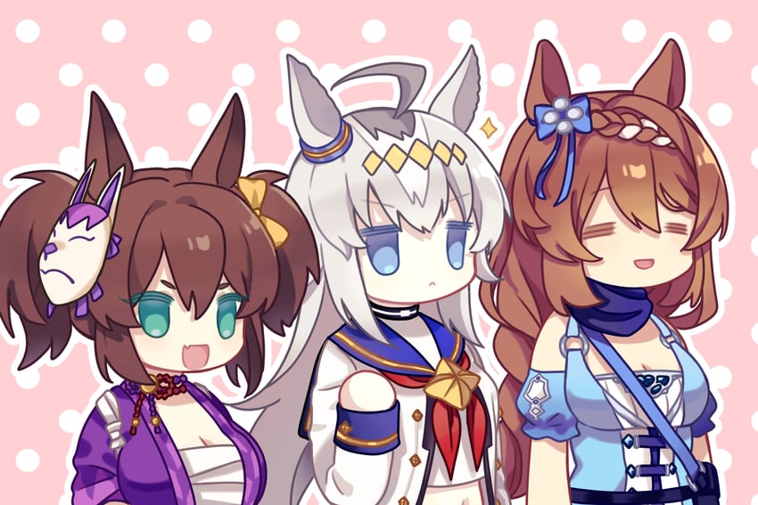 oguri cap, super creek, and inari one (umamusume and 1 more) drawn by tuwu_(user_yvte3782)