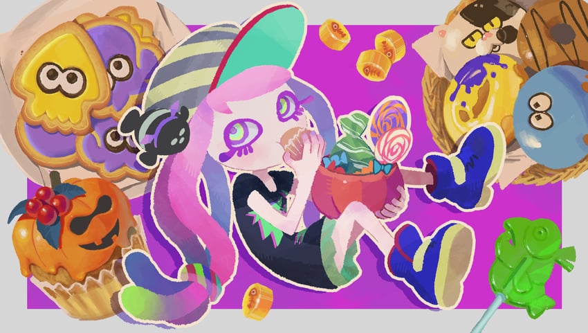 jellyfish, harmony, judd, and harmony's clownfish (splatoon and 1 more) drawn by inoue_seita