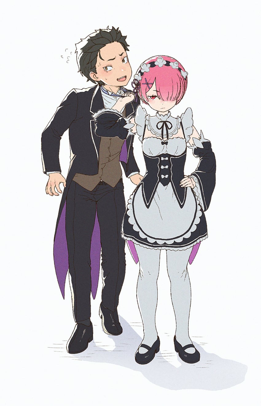 ram and natsuki subaru (re:zero kara hajimeru isekai seikatsu) drawn by ae_(im_aedf)