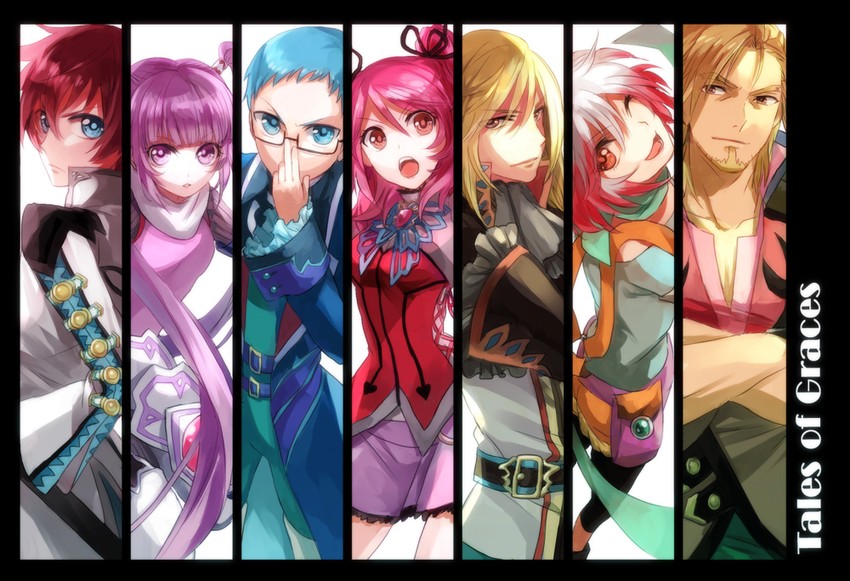 sophie, asbel lhant, cheria barnes, pascal, hubert ozwell, and 2 more (tales of and 1 more) drawn by shion_(kizuro)