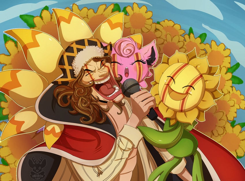 jigglypuff, sunflora, and diamante (pokemon and 1 more) drawn by xnirox