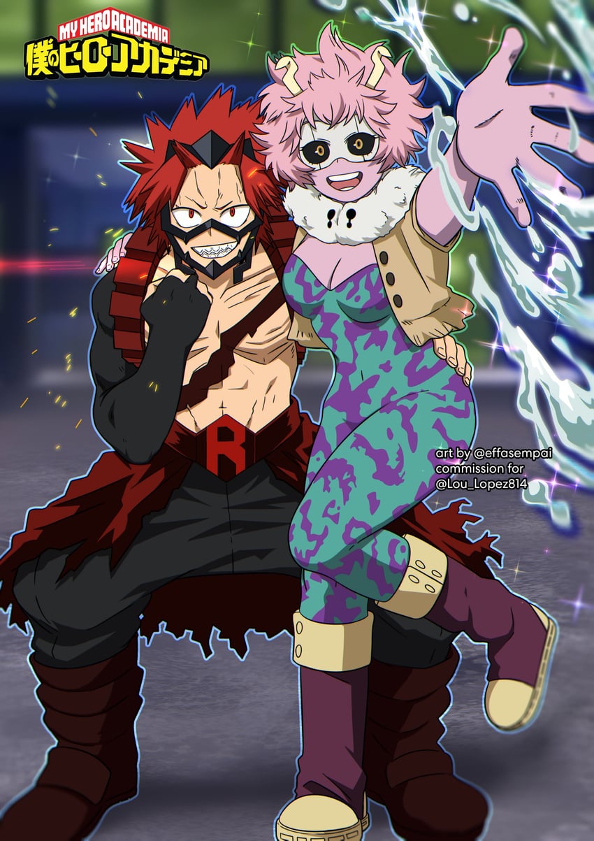 ashido mina and kirishima eijiro (boku no hero academia) drawn by effasempai