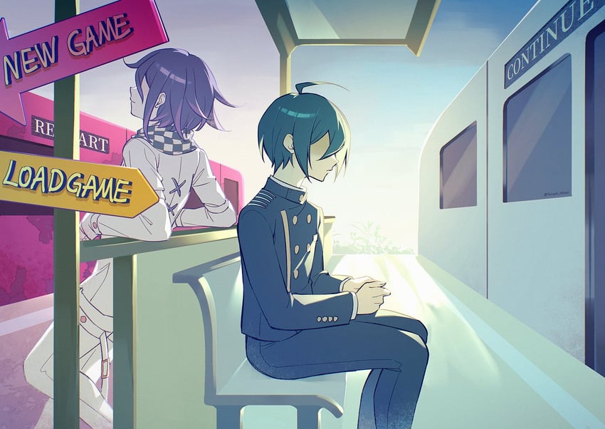 oma kokichi and saihara shuichi (danganronpa and 1 more) drawn by ewa_(seraphhuiyu)