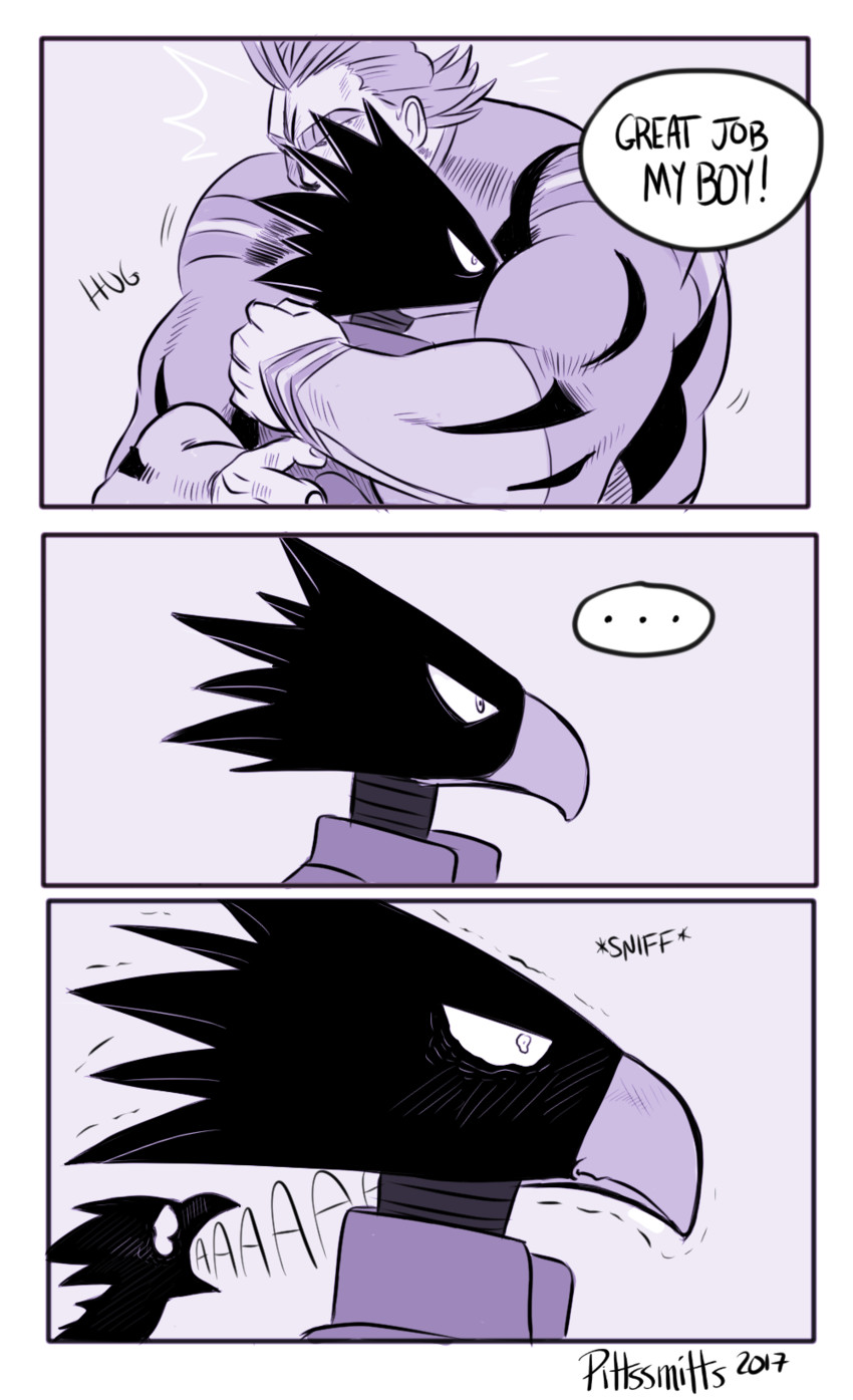 all might, tokoyami fumikage, and dark shadow (boku no hero academia) drawn by pittssmitts