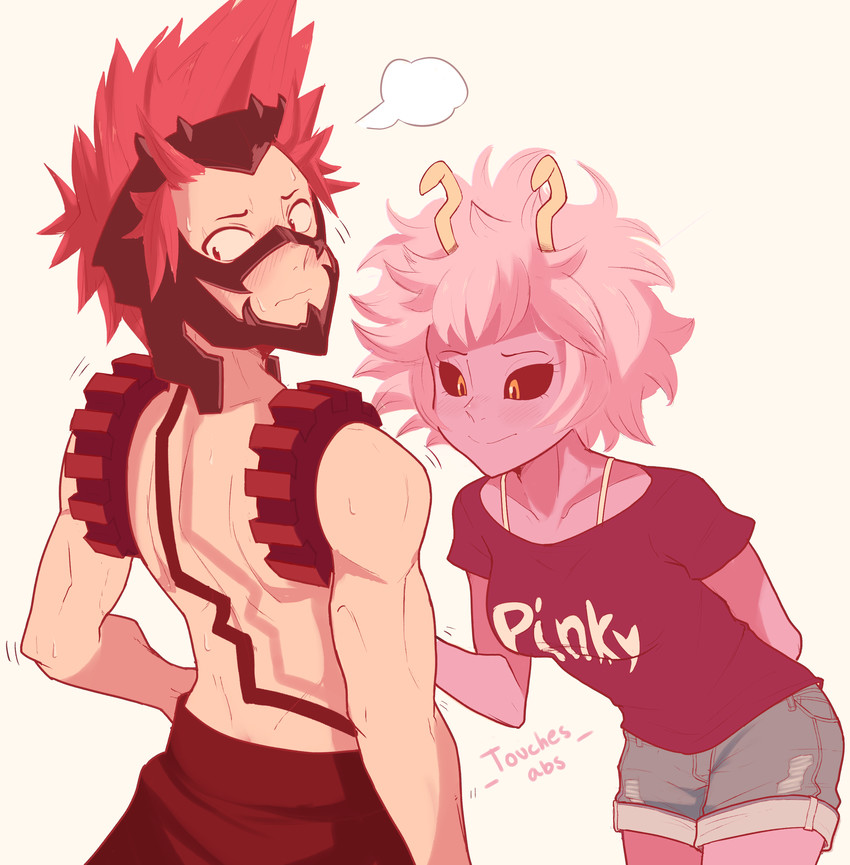 ashido mina and kirishima eijiro (boku no hero academia) drawn by sally_(luna-arts)