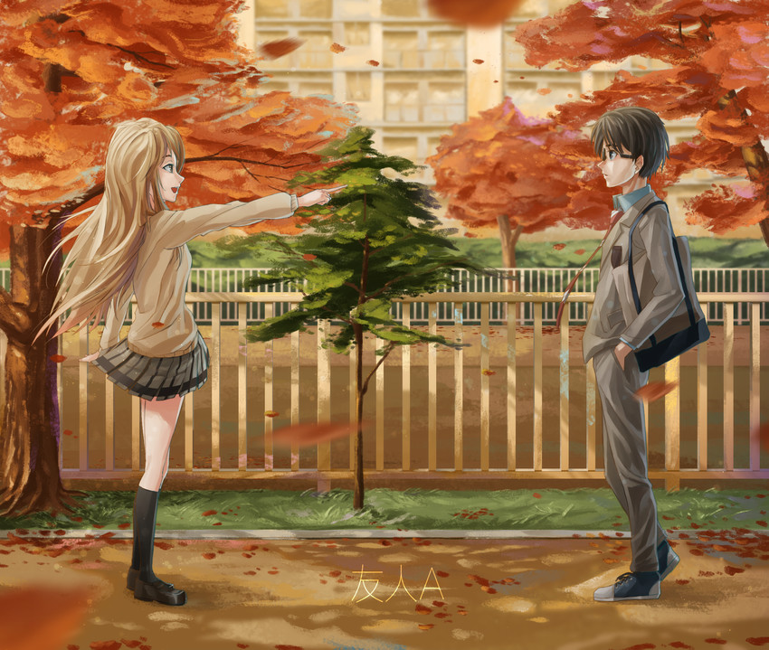 miyazono kawori and arima kousei (shigatsu wa kimi no uso) drawn by dragonashen0201