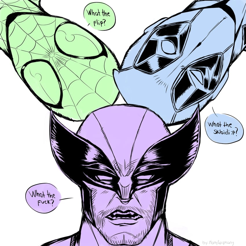 wolverine, deadpool, and spider-man (marvel and 5 more) drawn by mary_epiphany