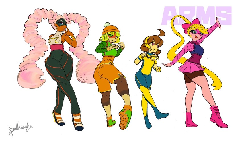 min min, twintelle, ribbon girl, and mechanica (arms) drawn by bellaraika