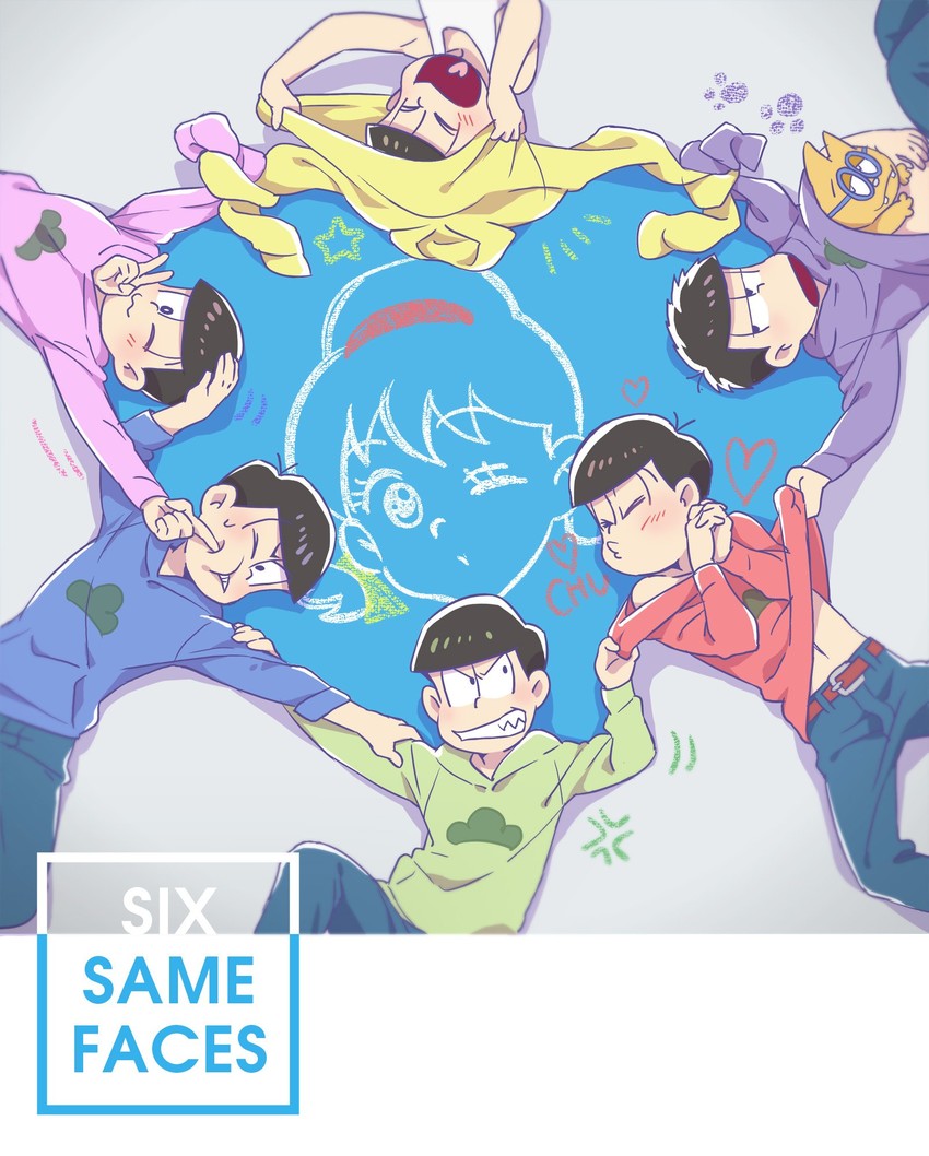 matsuno osomatsu, matsuno karamatsu, matsuno ichimatsu, matsuno jyushimatsu, matsuno choromatsu, and 3 more (osomatsu and 1 more) drawn by izumi_(milkywhite2)