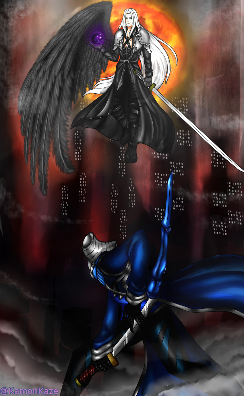 sephiroth and vergil (final fantasy and 2 more) drawn by kamonkaze