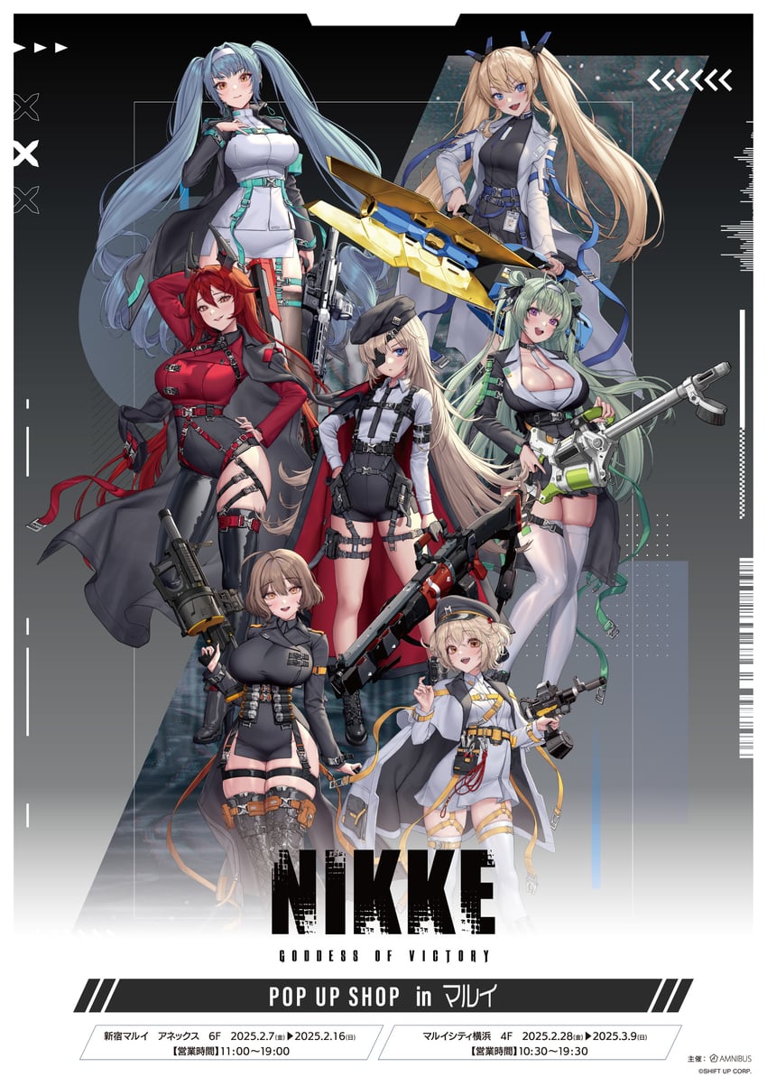 anis, red hood, soda, privaty, laplace, and 2 more (goddess of victory: nikke) drawn by love_cacao