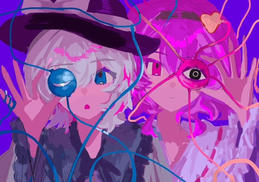 komeiji koishi and komeiji satori (touhou) drawn by hcrane_hrs