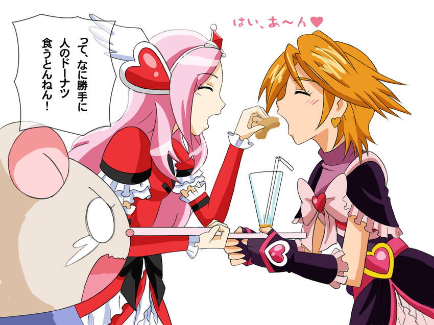 misumi nagisa, higashi setsuna, cure black, cure passion, and tart (precure and 3 more) drawn by fuchi_(nightmare)