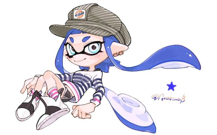 inkling player character and inkling girl (splatoon) drawn by spl8ya