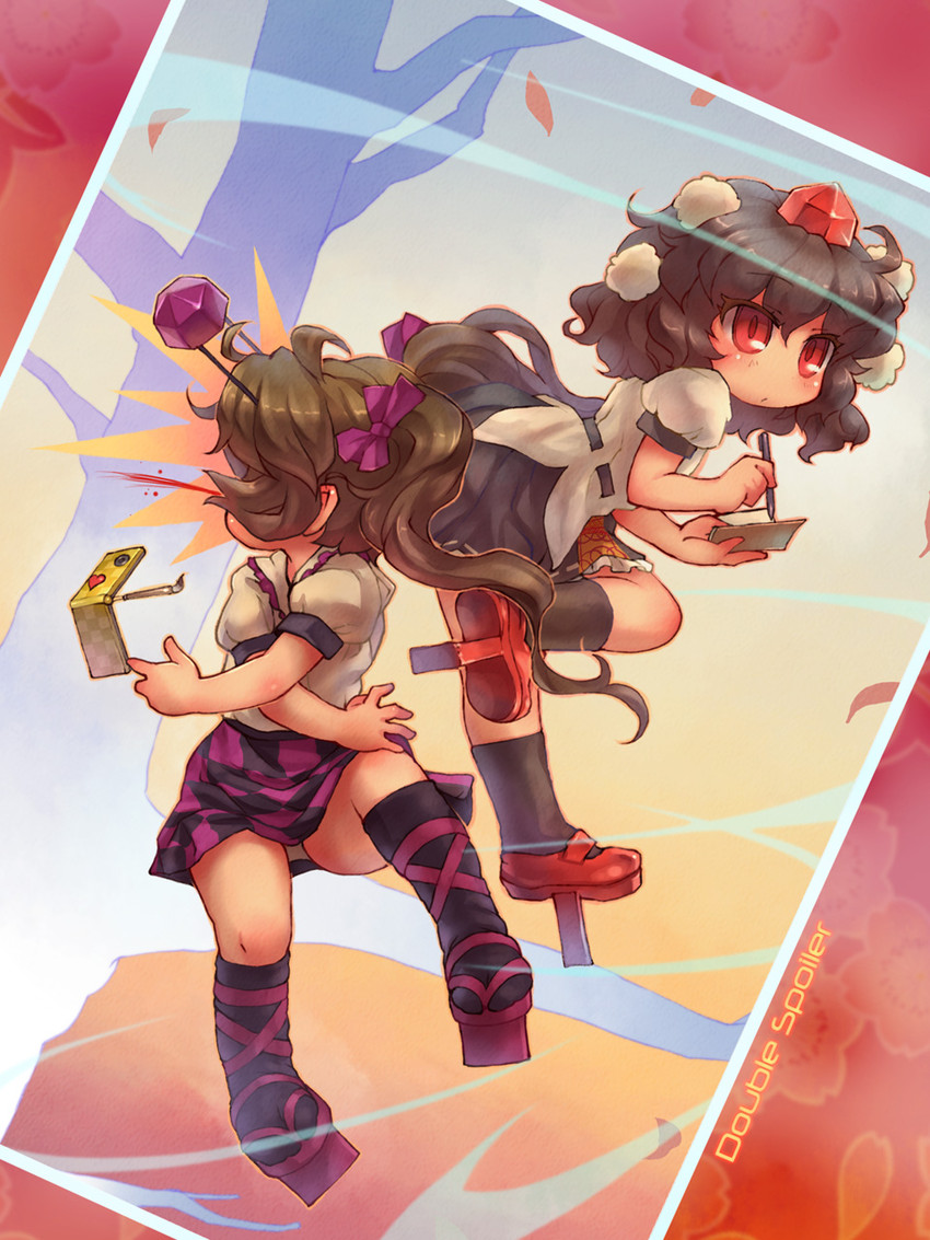 shameimaru aya and himekaidou hatate (touhou and 1 more) drawn by sankuma