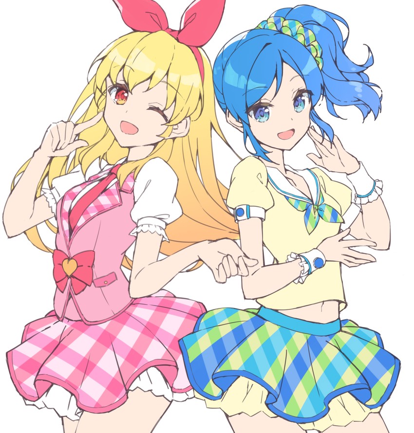 hoshimiya ichigo and kiriya aoi (aikatsu!) drawn by nokita_(pinmisil)