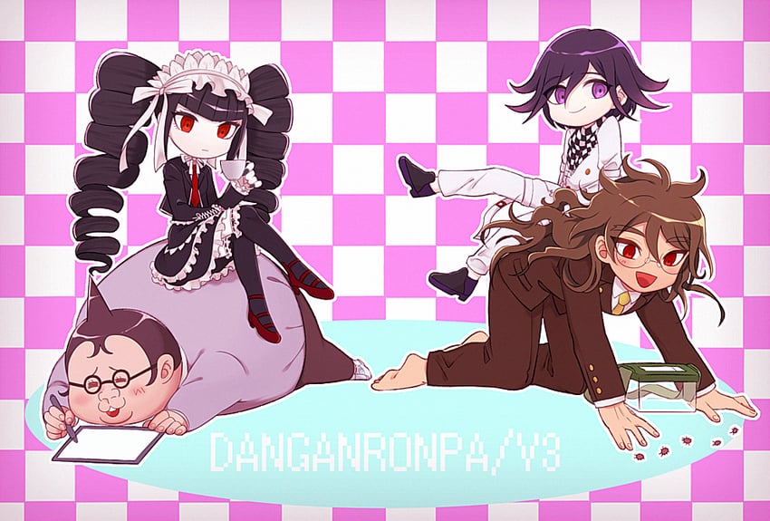 oma kokichi, celestia ludenberg, gokuhara gonta, and yamada hifumi (danganronpa and 2 more) drawn by user_fgsh5427