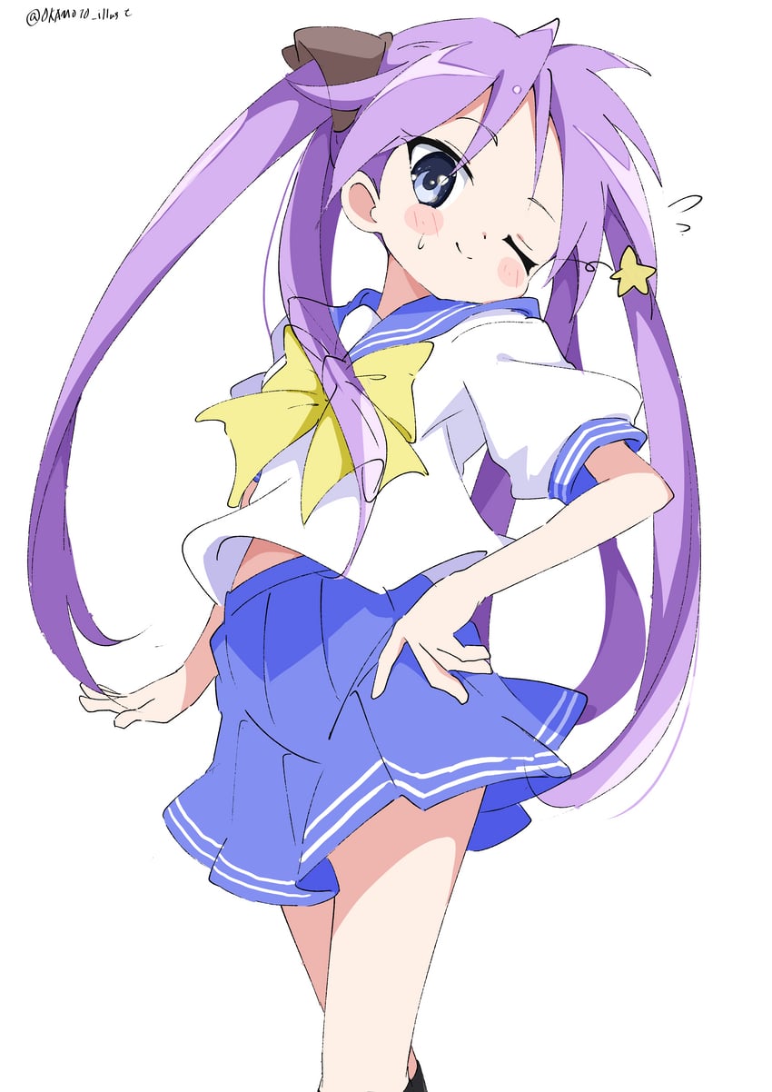 hiiragi kagami (lucky star) drawn by white_gorilla_(okamoto)