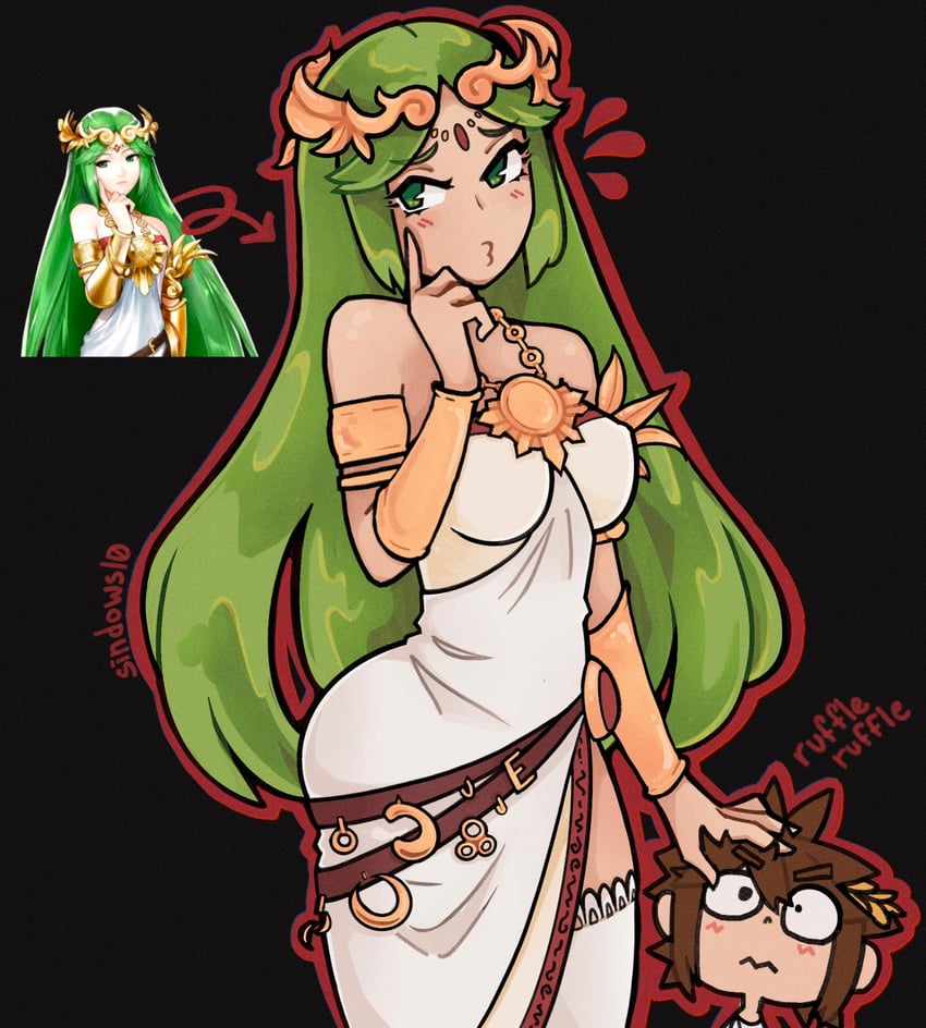 palutena and pit (kid icarus and 1 more) drawn by sindows10