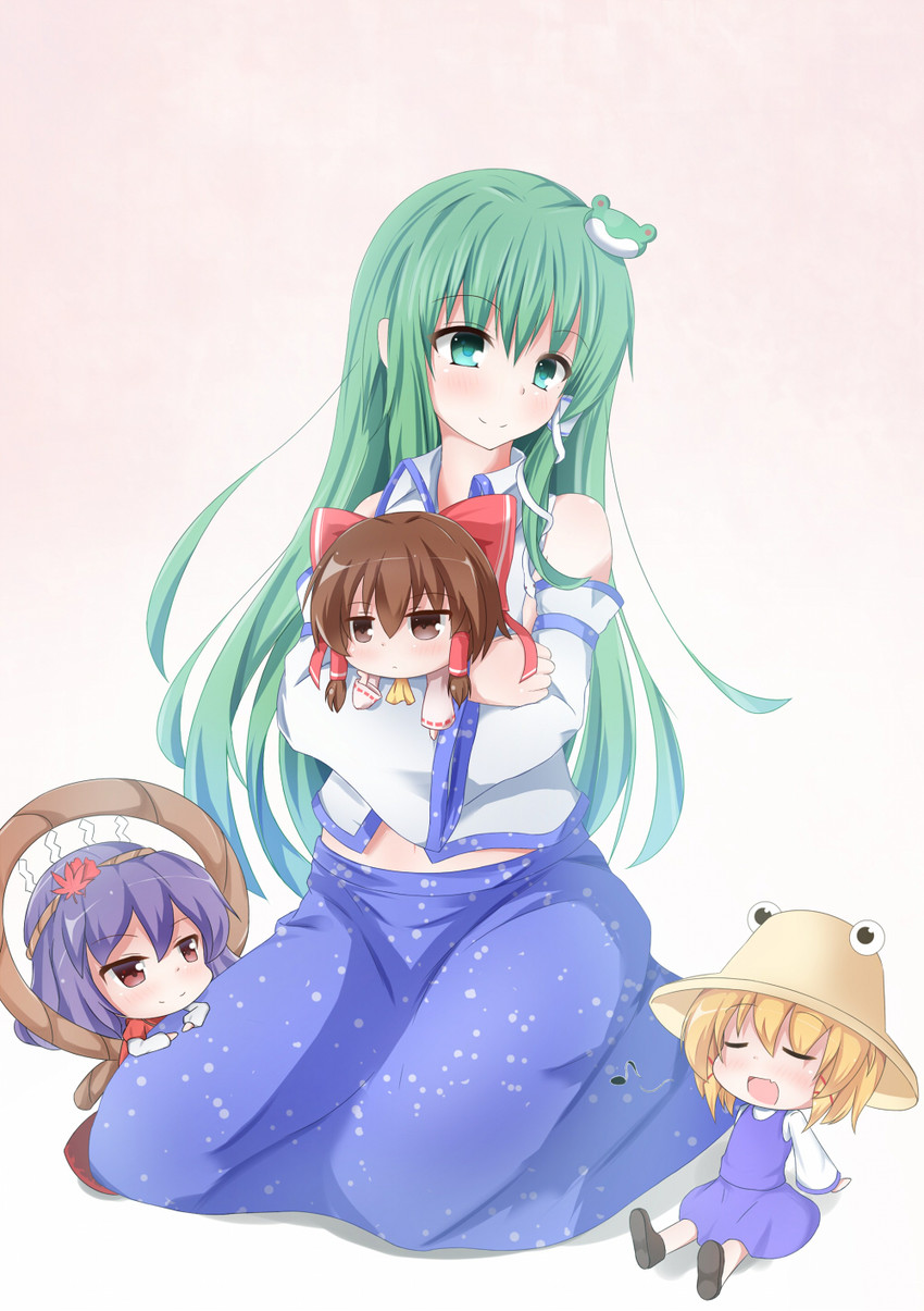 hakurei reimu, kochiya sanae, moriya suwako, and yasaka kanako (touhou) drawn by konuko_(nukonuko210)