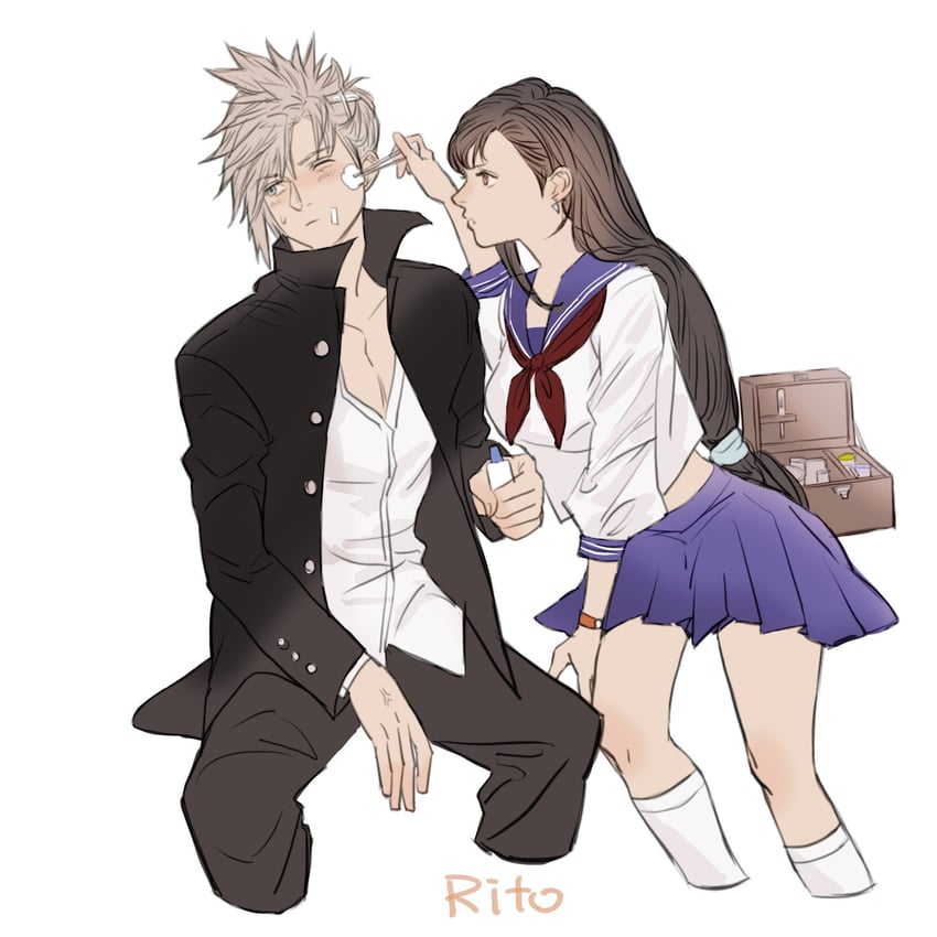 tifa lockhart and cloud strife (final fantasy and 2 more) drawn by tori_(labyrinth_fft)