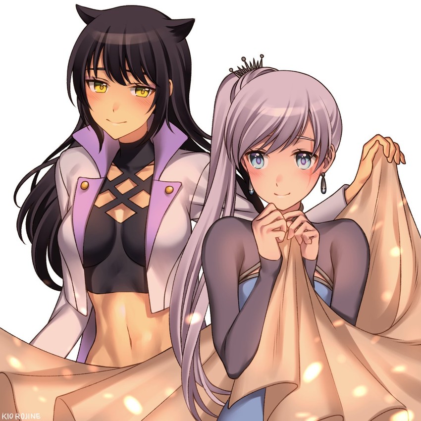 weiss schnee and blake belladonna (rwby) drawn by kio_rojine