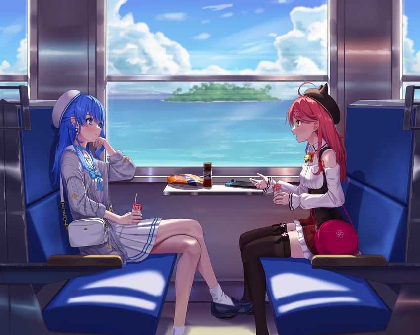 hoshimachi suisei and sakura miko (hololive) drawn by asakura_(asa_t77)
