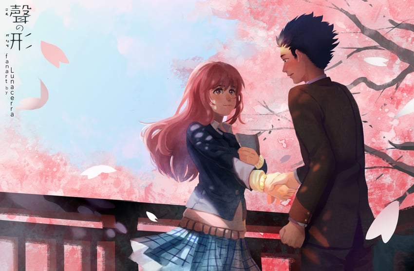 nishimiya shouko and ishida shouya (koe no katachi) drawn by lunacerra