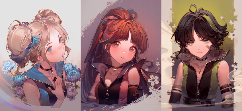 buttercup, blossom, bubbles, akazutsumi momoko, matsubara kaoru, and 4 more (powerpuff girls and 1 more) drawn by kawacy