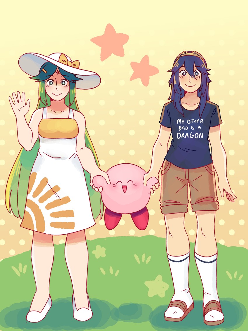 kirby, lucina, and palutena (fire emblem and 4 more) drawn by frogbians