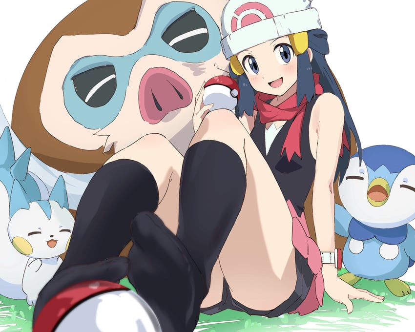 dawn, piplup, pachirisu, and mamoswine (pokemon and 1 more) drawn by rauto