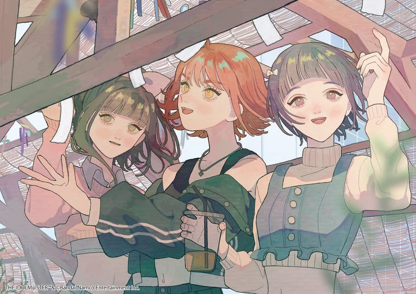 fujii tomo, okazaki yasuha, and nishijima kai (idolmaster and 1 more) drawn by tomoe_yumo
