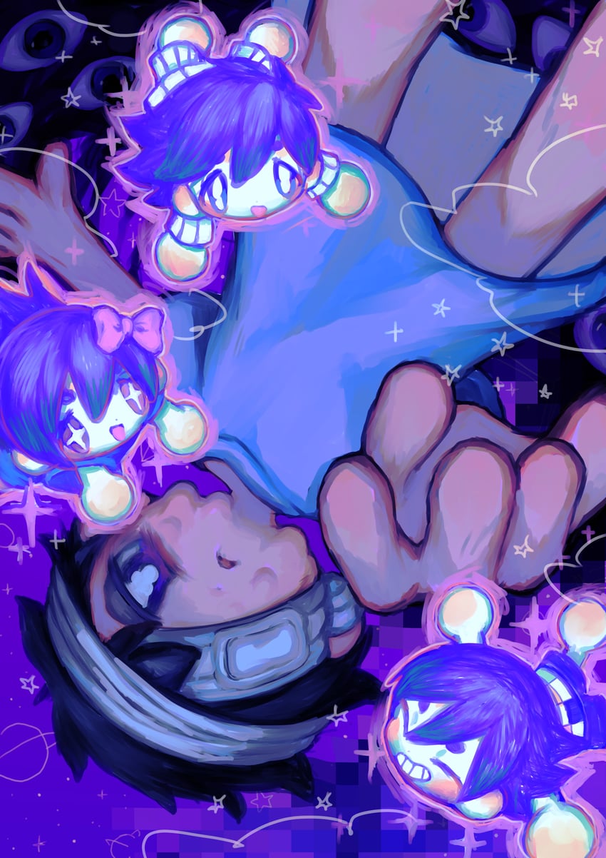 sunny, aubrey, kel, hero, and something (omori) drawn by naco_artworks