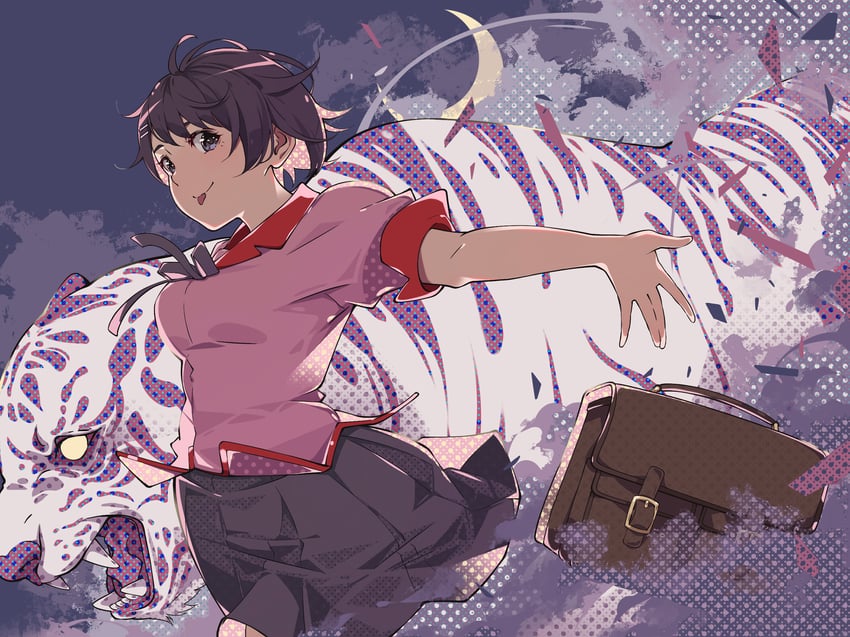hanekawa tsubasa and kako (monogatari and 2 more) drawn by hatanana_(ag6uptphhal3frd)