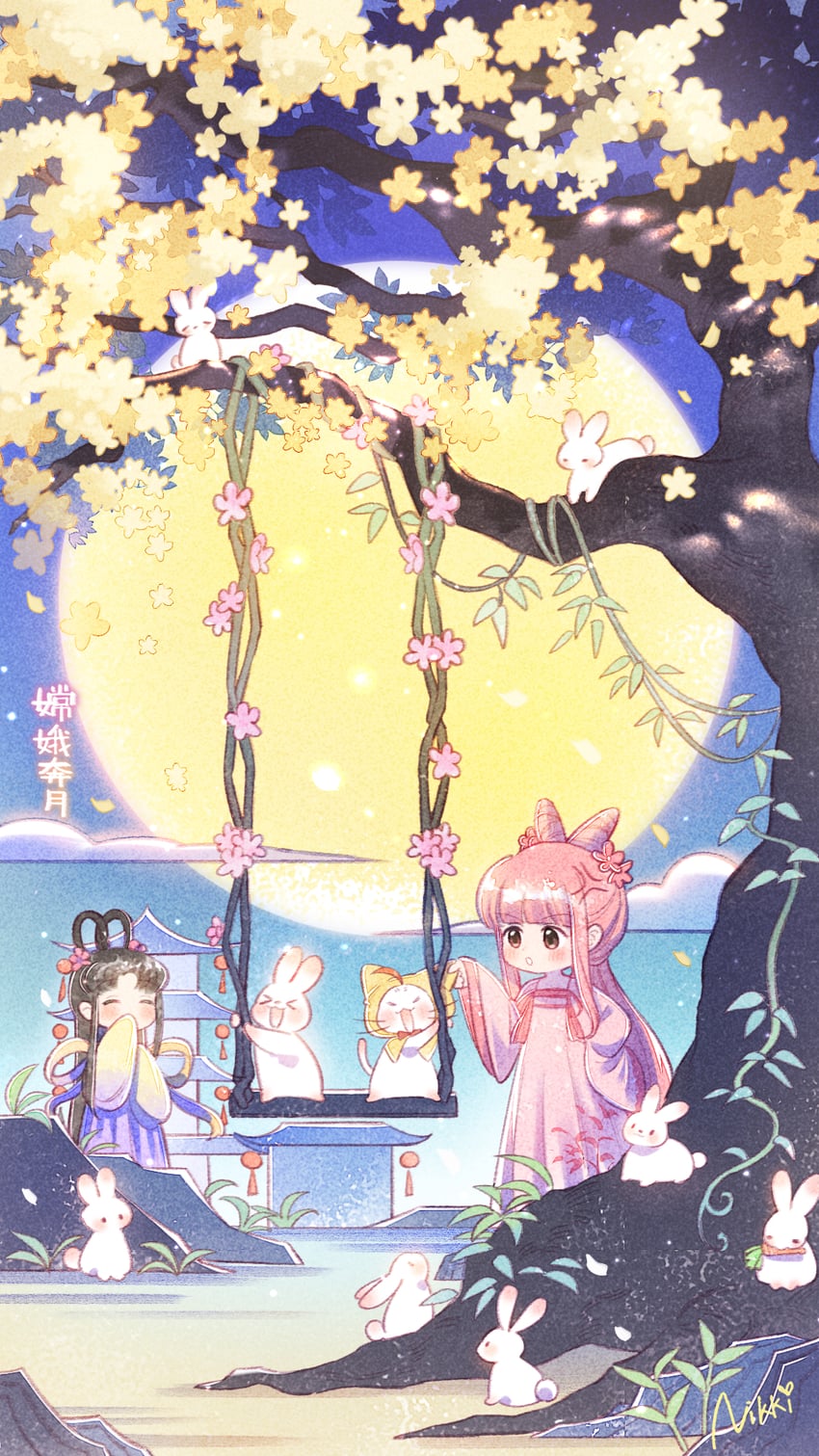 nikki, momo, and orihime (nikki and 1 more)