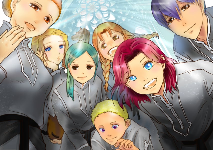 fran, delia, gil, rosina, wilma, and 2 more (honzuki no gekokujou) drawn by seion_sakura