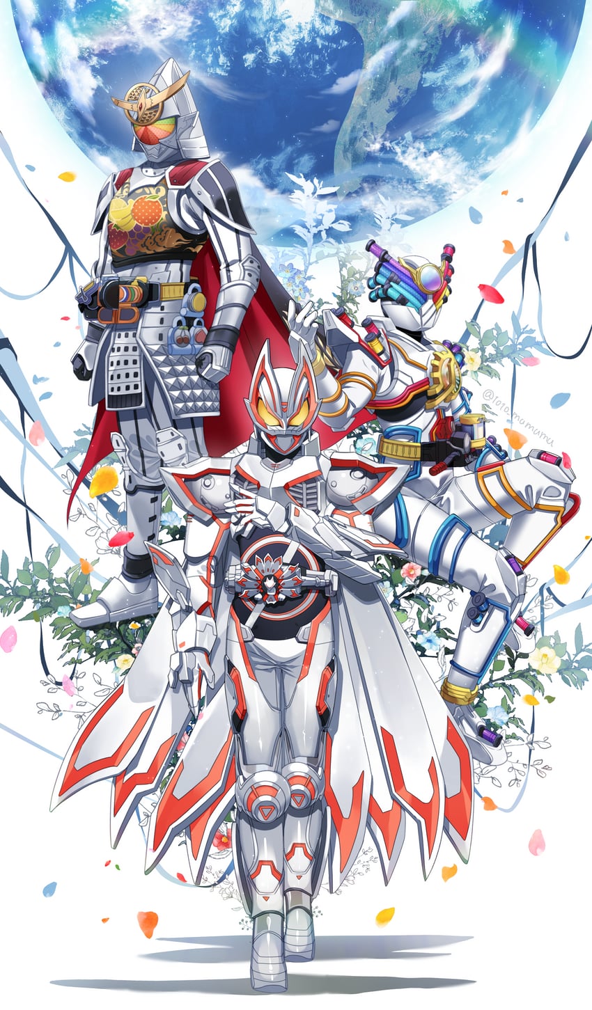 kamen rider build, kamen rider geats, kamen rider gaim, and kamen rider geats ix (kamen rider and 3 more) drawn by 1010_mumumu