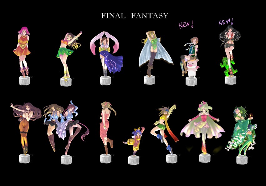 tifa lockhart, aerith gainsborough, yuffie kisaragi, terra branford, garnet til alexandros xvii, and 10 more (final fantasy and 9 more) drawn by holixholi