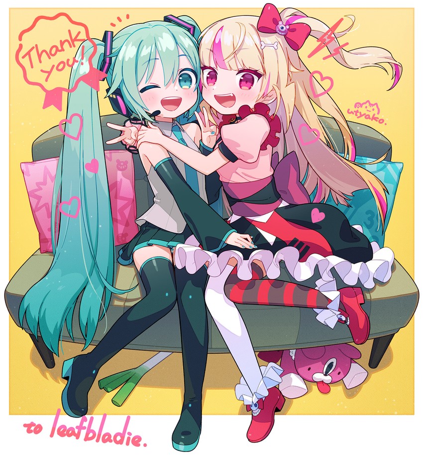 hatsune miku and ashley taylor (vocaloid and 2 more) drawn by uchako