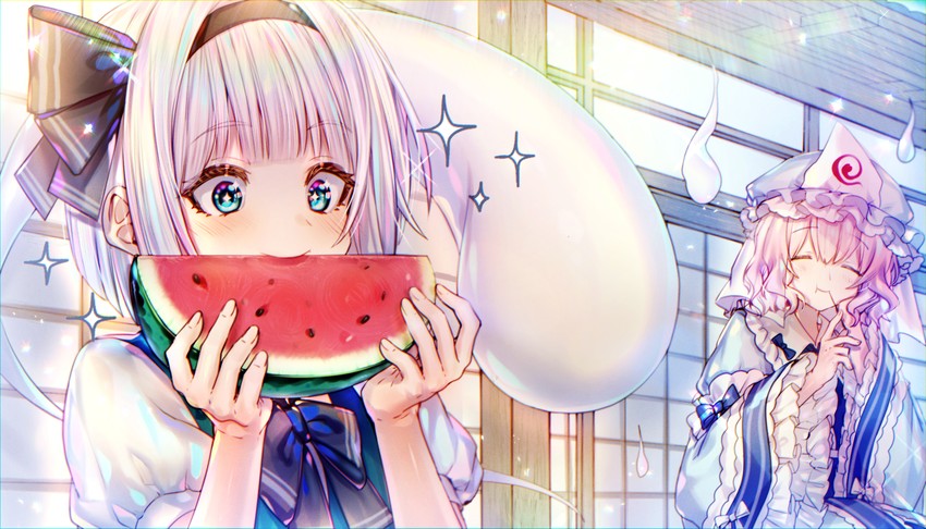 konpaku youmu and saigyouji yuyuko (touhou) drawn by here_(hr_rz_ggg)