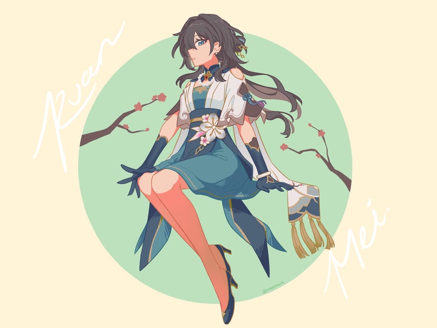 ruan mei (honkai and 1 more) drawn by onebitart