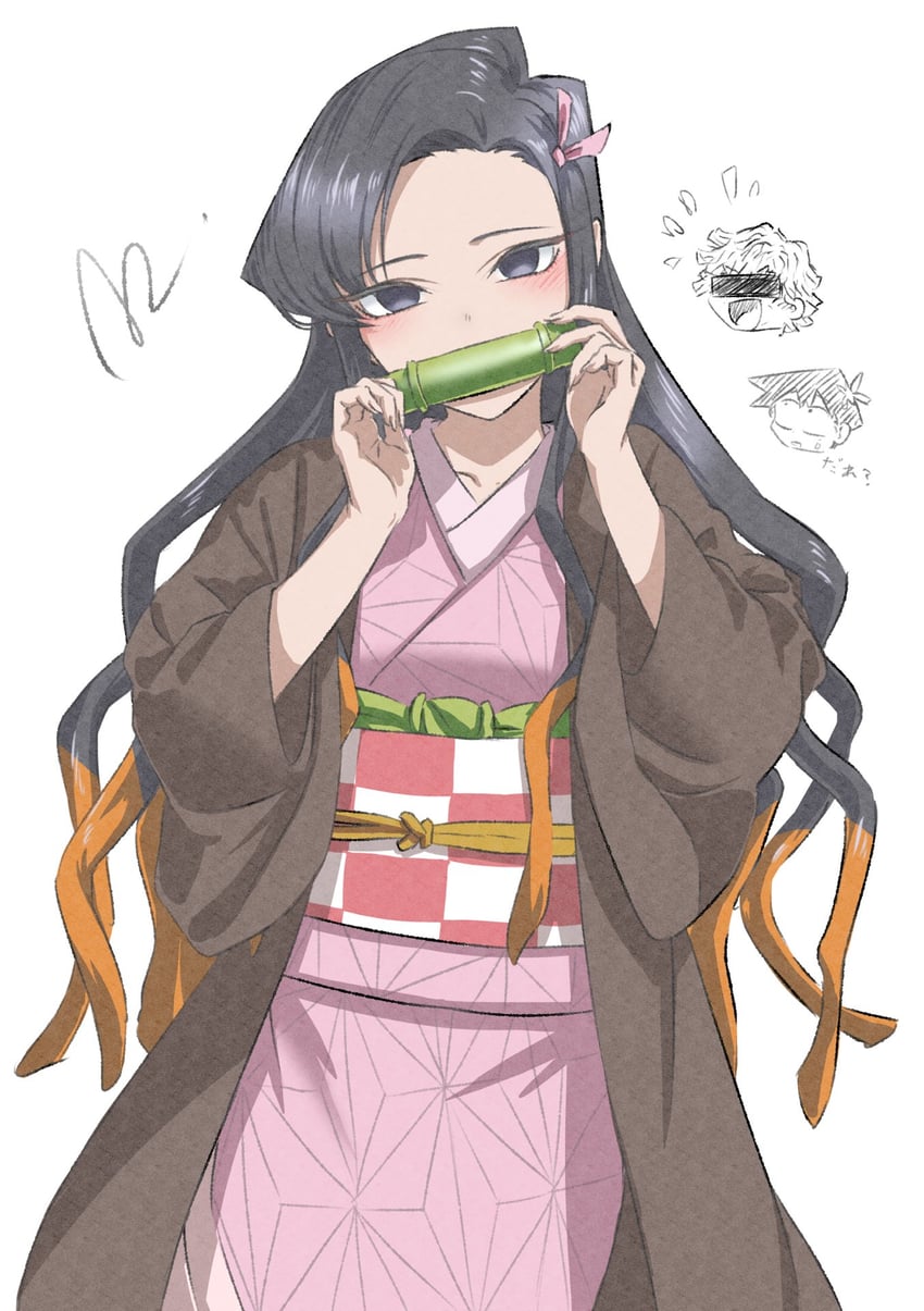 kamado nezuko, komi shouko, agatsuma zenitsu, and tadano hitohito (kimetsu no yaiba and 1 more) drawn by mitsugu