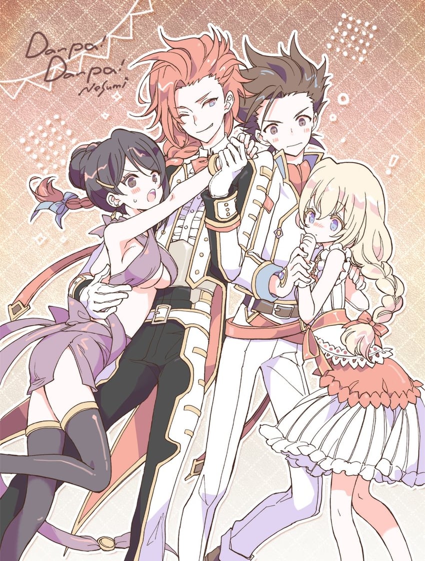 colette brunel, lloyd irving, fujibayashi sheena, and zelos wilder (tales of and 1 more) drawn by nesu_(nsm888)
