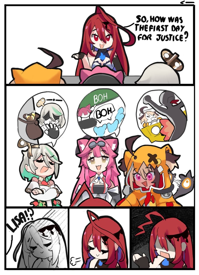 raora panthera, gigi murin, cecilia immergreen, and elizabeth rose bloodflame (hololive and 1 more) drawn by neratul