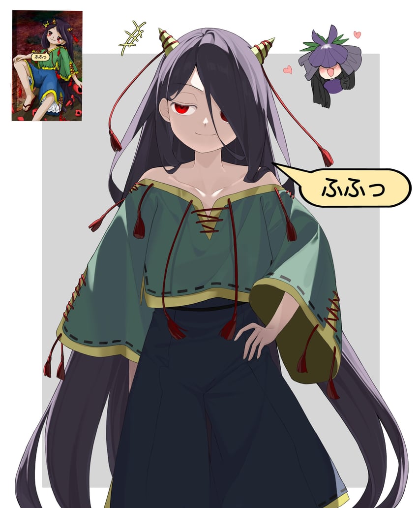 yomotsu hisami and nippaku zanmu (touhou and 1 more) drawn by keiki8296 and zun_(artist)