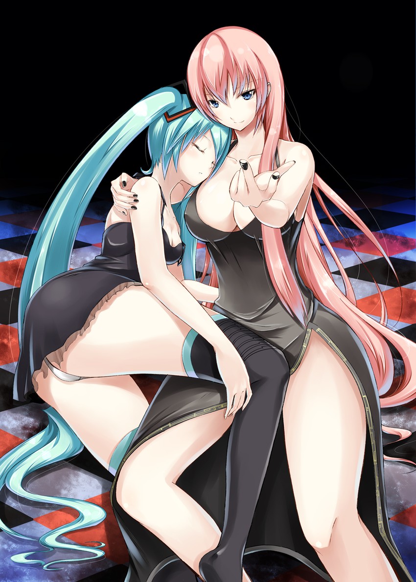 hatsune miku and megurine luka (vocaloid) drawn by yuki_mizore