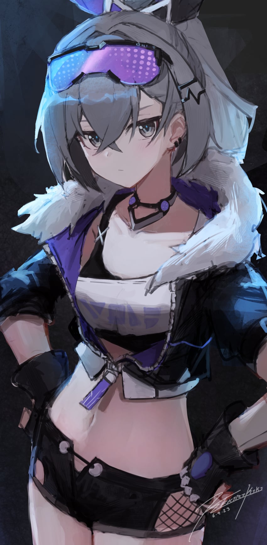 silver wolf (honkai and 1 more) drawn by punished_pigeon